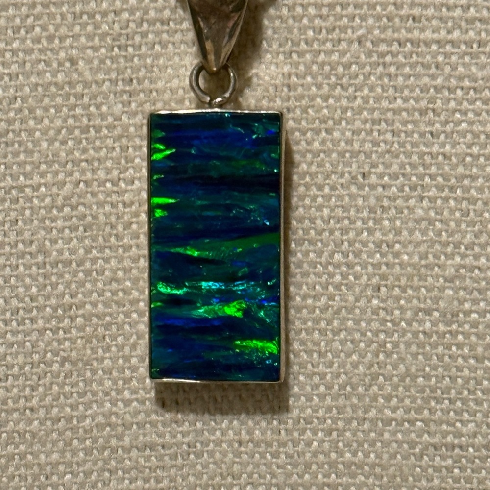 Blue-Green Opal Sterling Silver Necklace